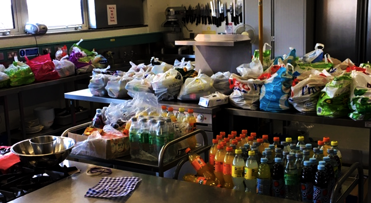 Bags of Food in Kitchen